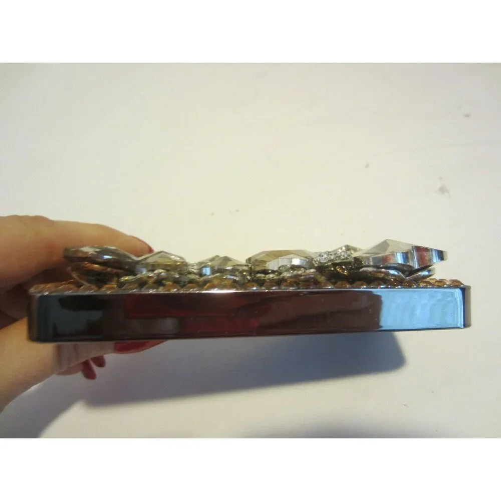 Iphone 4 brown white extra big rhinestone bling cell cover $65